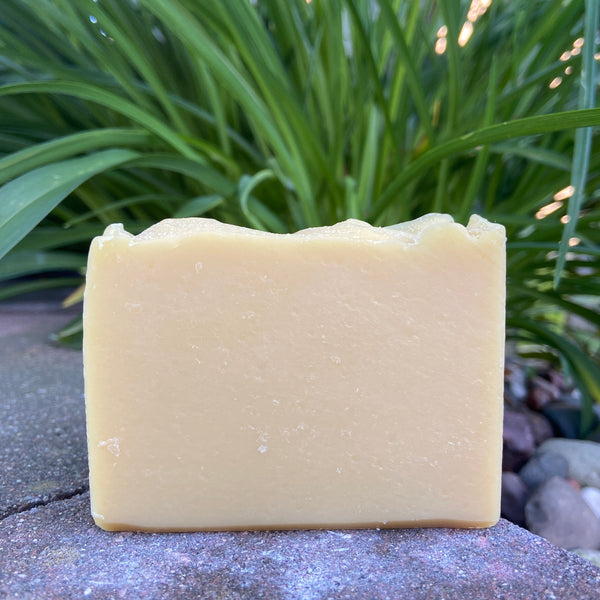creamy white fresh cut handcrafted soap bar with bay leaf scent